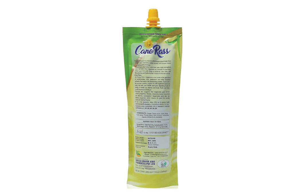 CaneRass Sugar Cane Juice    Pouch  250 millilitre